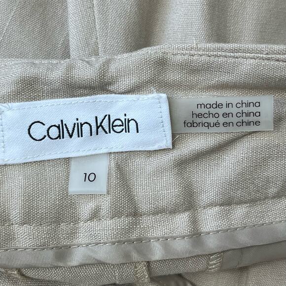 Calvin Klein Tan Khaki Wide Leg Casual Dress Work Pant Capri Size 10 - Picture 3 of 10